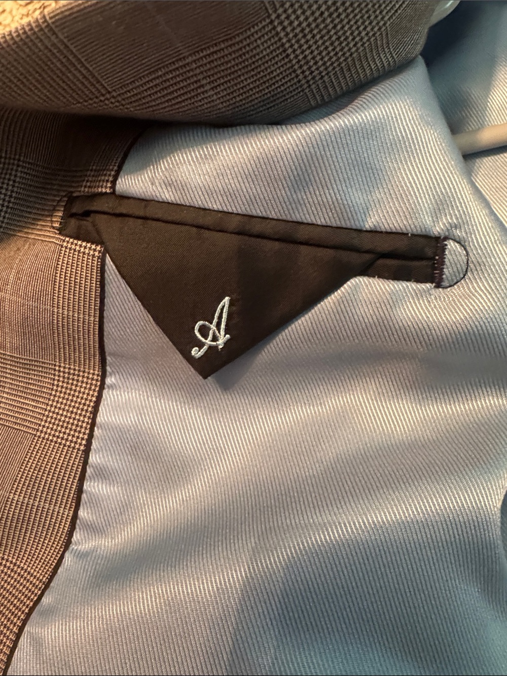 Autograph Gray Plaid Boys' Blazer with Light Blue Lining - Picture 5 of 7